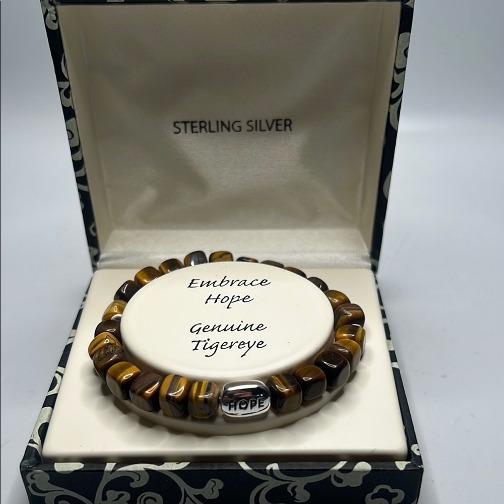 NIB Sterling Silver Tiger Eye Bracelet